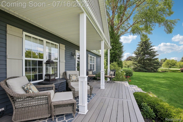 378 Fruitdale Ln, Pinckney, MI 48169 - wooden porch featuring a lawn