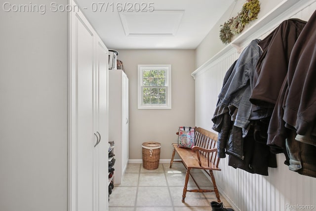 378 Fruitdale Ln, Pinckney, MI 48169 - mudroom featuring attic access and baseboards