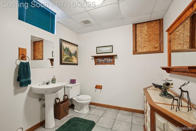 378 Fruitdale Ln, Pinckney, MI 48169 - bathroom featuring a drop ceiling and tile patterned flooring