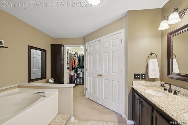 378 Fruitdale Ln, Pinckney, MI 48169 - full bathroom with a bath, double vanity, and a spacious closet