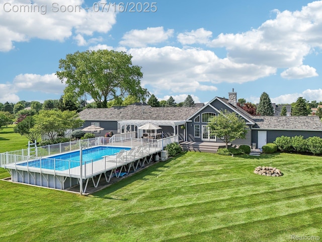 378 Fruitdale Ln, Pinckney, MI 48169 - view of swimming pool with a wooden deck