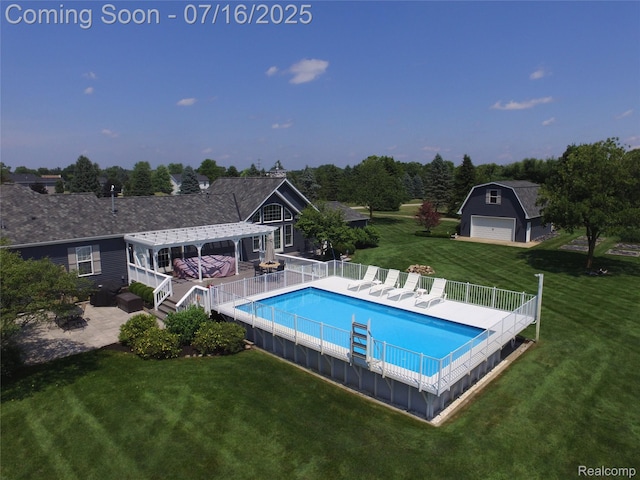 378 Fruitdale Ln, Pinckney, MI 48169 - view of pool with a pergola, a patio area, and an outbuilding