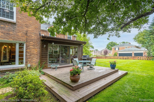 17 Colonial Rd, Grosse Pointe Shores, MI 48236 - wooden terrace featuring a lawn and outdoor dining area