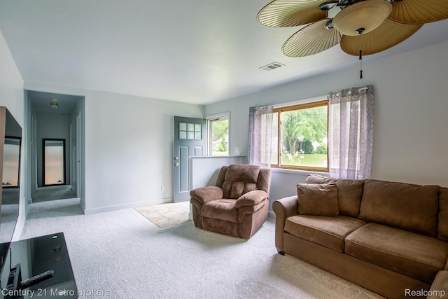 2512 Flintridge St, Lake Orion, MI 48359 - living room featuring carpet flooring and a ceiling fan