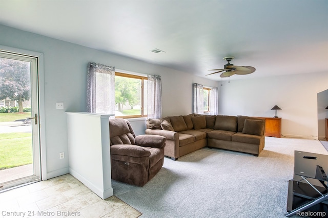 2512 Flintridge St, Lake Orion, MI 48359 - living area with ceiling fan and baseboards