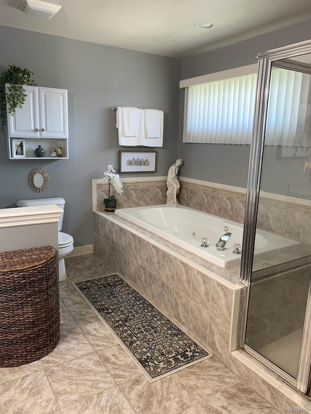 23287 Angel Park Dr, Macomb, MI 48042 - full bathroom with a tub with jets, a shower stall, and tile patterned floors