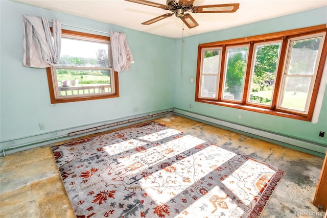 2380 Wilder Rd, Metamora, MI 48455 - spare room featuring a baseboard radiator, baseboard heating, and ceiling fan