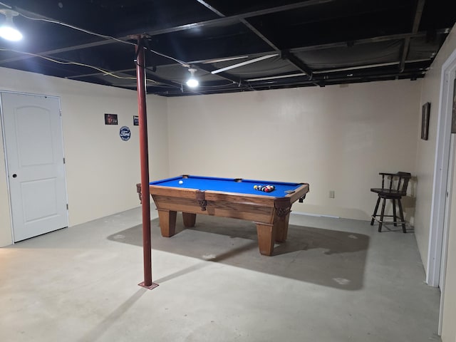274 Pioneer St, Mendon, MI 49072 - rec room with billiards and concrete floors