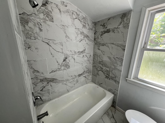 6479 Minock St, Detroit, MI 48228 - full bathroom featuring marble look tile flooring and shower / washtub combination