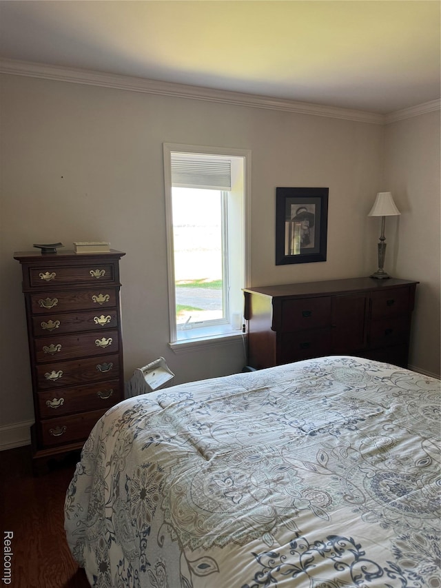 3981 Orchard Rd, Peck, MI 48466 - bedroom featuring dark wood-type flooring and ornamental molding