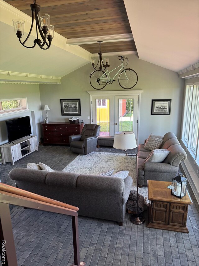 3981 Orchard Rd, Peck, MI 48466 - living area with a chandelier and french doors