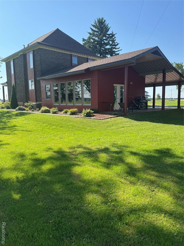 3981 Orchard Rd, Peck, MI 48466 - back of house featuring a yard and french doors
