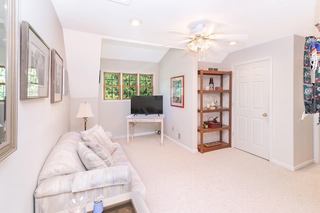 8150 Mester Rd, Chelsea, MI 48118 - carpeted living room with ceiling fan and lofted ceiling