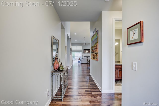 4361 Bennett Park Cir, Troy, MI 48085 - corridor featuring dark wood-style flooring and recessed lighting