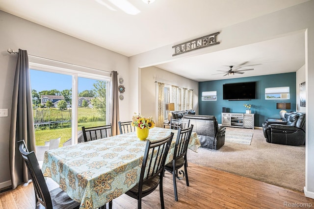 16621 Charles Town Ct, Linden, MI 48451 - dining area featuring ceiling fan and light wood-style floors