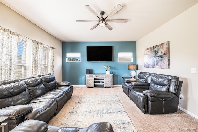 16621 Charles Town Ct, Linden, MI 48451 - living area with carpet flooring and a ceiling fan