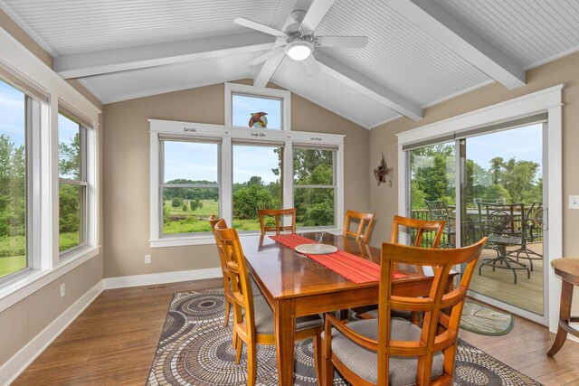 9752 Jackson Rd, Clarksville, MI 48815 - dining area with wood finished floors and ceiling fan