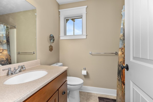 9752 Jackson Rd, Clarksville, MI 48815 - bathroom with vanity, tile patterned floors, and a shower with shower curtain