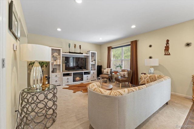 14236 Marshall Dr, Redford, MI 48239 - living room with a glass covered fireplace and recessed lighting