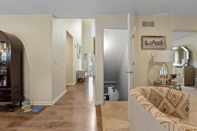 14236 Marshall Dr, Redford, MI 48239 - hall with wood finished floors and arched walkways