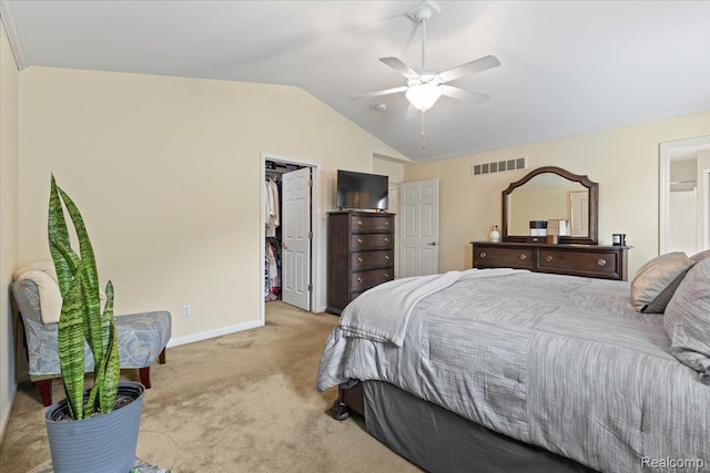 14236 Marshall Dr, Redford, MI 48239 - carpeted bedroom with lofted ceiling, a spacious closet, ceiling fan, and a closet