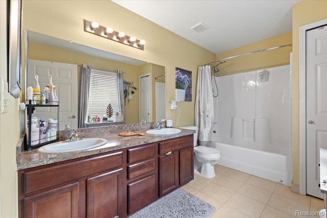 14236 Marshall Dr, Redford, MI 48239 - full bathroom featuring double vanity, shower / tub combo, and tile patterned flooring