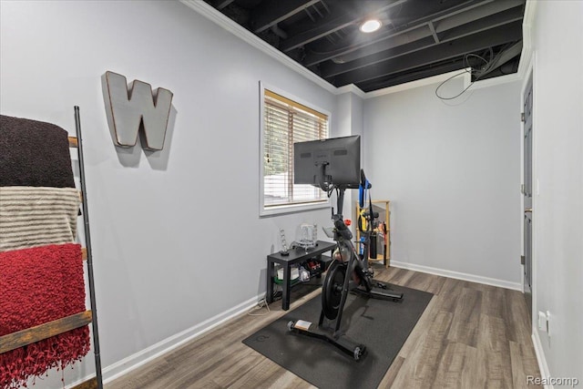 14236 Marshall Dr, Redford, MI 48239 - workout room with wood finished floors and baseboards