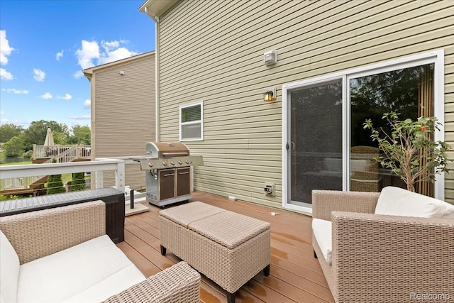 14236 Marshall Dr, Redford, MI 48239 - wooden deck with a grill