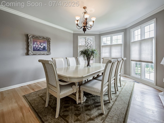 926 Majestic, Rochester Hills, MI 48306 - dining space with a chandelier, ornamental molding, healthy amount of natural light, and light wood-style floors