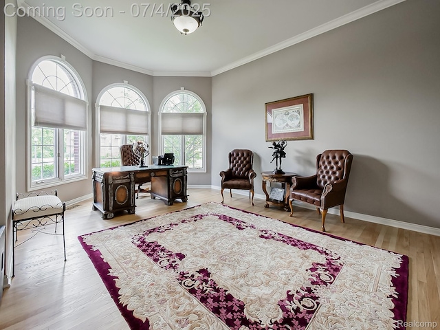 926 Majestic, Rochester Hills, MI 48306 - home office with healthy amount of natural light, ornamental molding, and wood finished floors