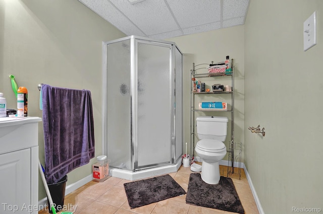 34658 Pine Vly, Richmond, MI 48062 - full bath with a stall shower, tile patterned flooring, a drop ceiling, and vanity