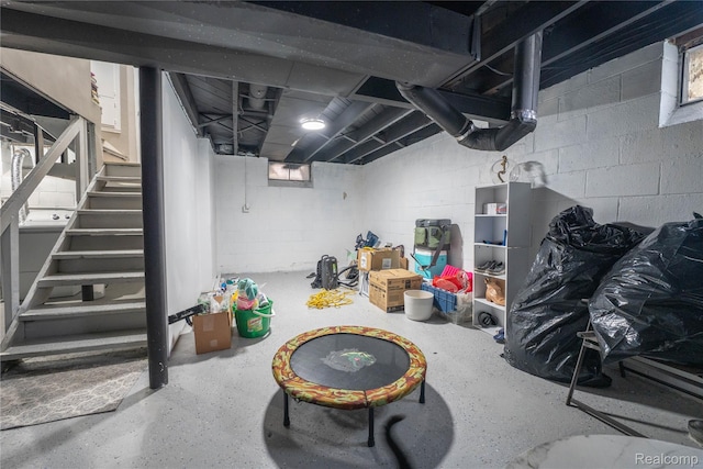 2544 S Beatrice St, Detroit, MI 48217 - unfinished below grade area with concrete block wall and stairs