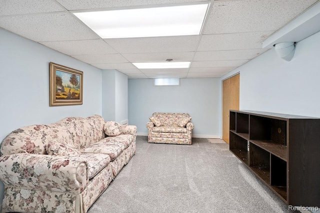 23631 Beverly St, Saint Clair Shores, MI 48082 - living area with a paneled ceiling and carpet floors