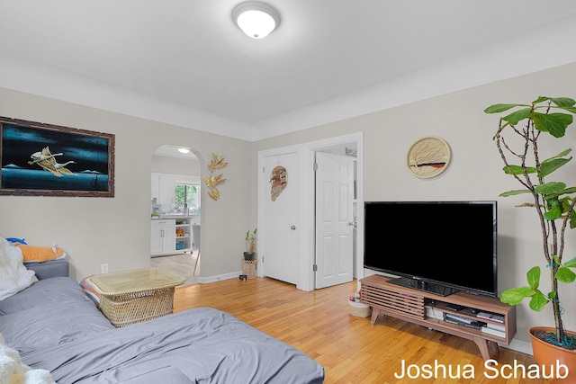 908 Chatham St NW, Grand Rapids, MI 49504 - living room with arched walkways and wood finished floors
