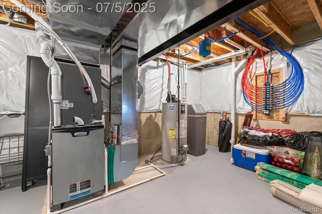 21422 Navarra Dr, South Lyon, MI 48178 - utility room featuring gas water heater and heating unit