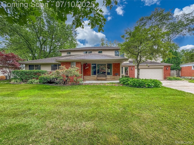 1304 Midland Blvd, Royal Oak, MI 48073 - traditional-style home featuring driveway, a garage, brick siding, and a porch
