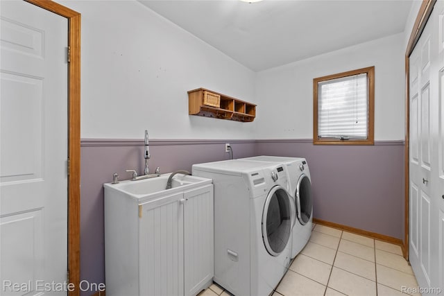 51992 Boland Rd, Chesterfield, MI 48047 - laundry area with separate washer and dryer and light tile patterned floors