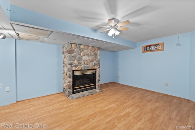 51992 Boland Rd, Chesterfield, MI 48047 - unfurnished living room featuring a fireplace and wood finished floors