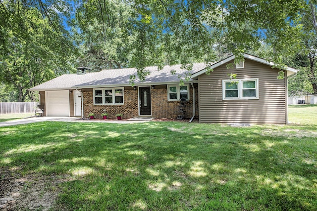 3341 Circle Dr, Saint Joseph, MI 49085 - ranch-style home featuring an attached garage, driveway, brick siding, and a shingled roof