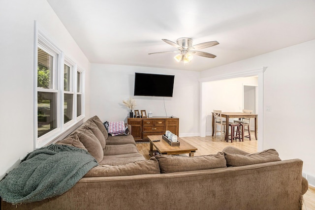 3341 Circle Dr, Saint Joseph, MI 49085 - living room with light wood-style floors and a ceiling fan