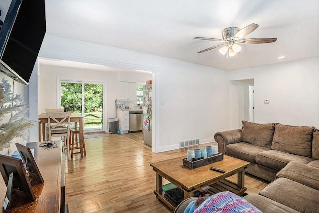 3341 Circle Dr, Saint Joseph, MI 49085 - living room with a ceiling fan, light wood finished floors, and recessed lighting