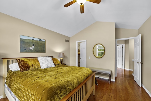 1015 Pointe Place Blvd, Rochester, MI 48307 - bedroom featuring lofted ceiling, wood finished floors, and ceiling fan
