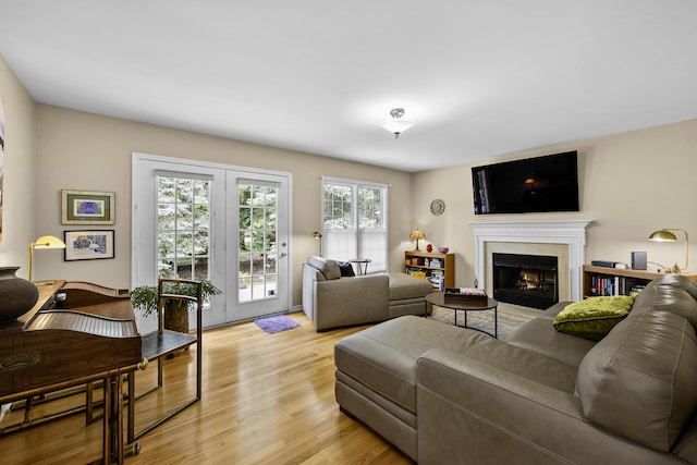 1015 Pointe Place Blvd, Rochester, MI 48307 - living area featuring light wood finished floors and a lit fireplace