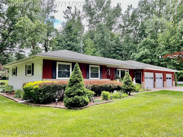3775 Carrigan Rd, Fort Gratiot, MI 48059 - ranch-style house with a garage, a front lawn, and concrete driveway