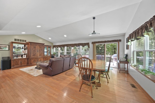 8395 Dalton Rd, Onsted, MI 49265 - dining space featuring lofted ceiling, light wood finished floors, and recessed lighting