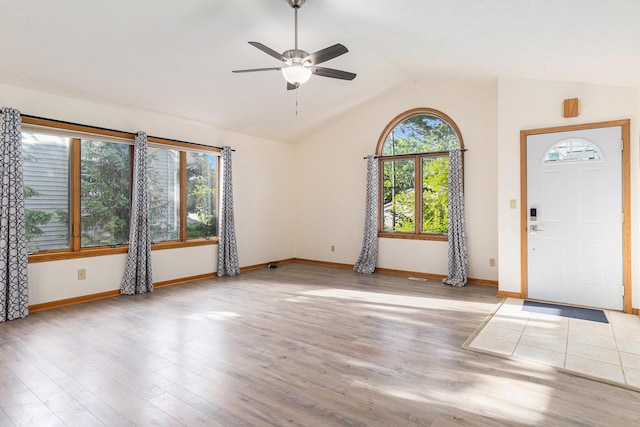 2240 Quincy Ave, Portage, MI 49024 - foyer entrance with lofted ceiling, ceiling fan, and wood finished floors