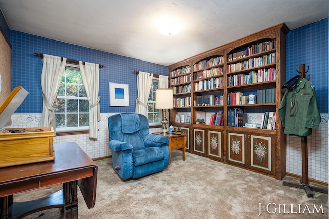 1214 Euna Vista Dr, Holland, MI 49423 - sitting room with wallpapered walls and carpet flooring