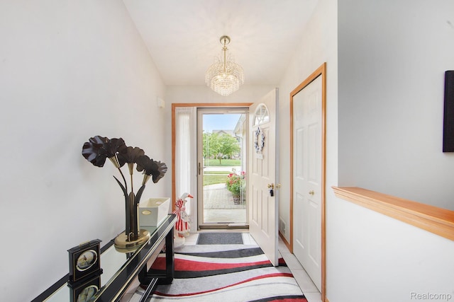 32851 Foster Ct, Fraser, MI 48026 - carpeted entryway with a chandelier