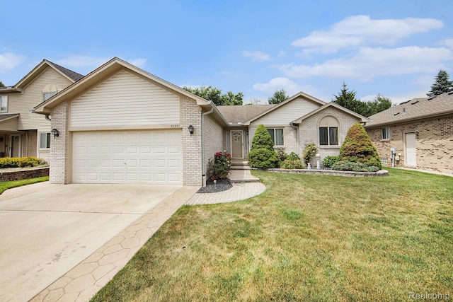 32851 Foster Ct, Fraser, MI 48026 - single story home with brick siding, a garage, driveway, and a front yard