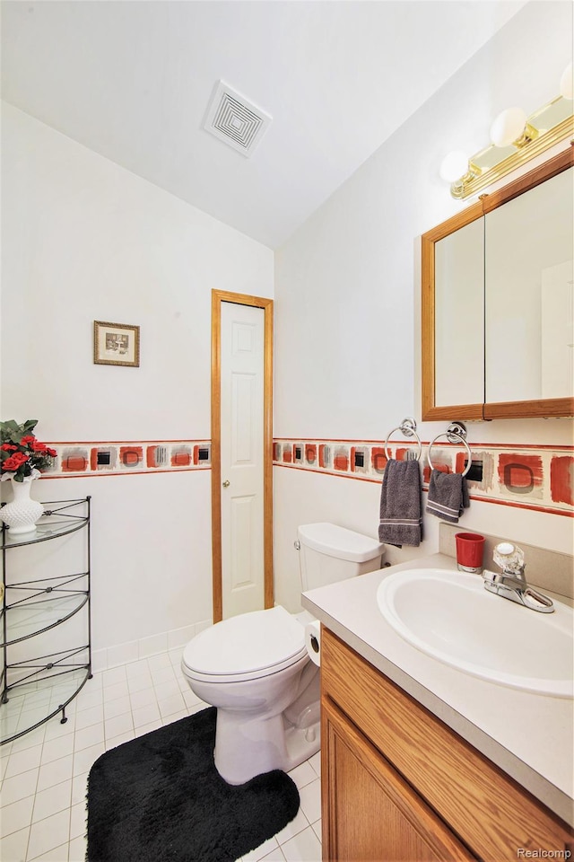 32851 Foster Ct, Fraser, MI 48026 - half bath featuring vanity, tile patterned flooring, and lofted ceiling